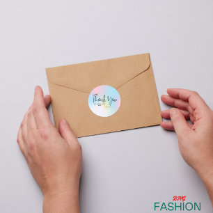 Adesivo Casamento Elegante Rainbow Watercolor Obrigado