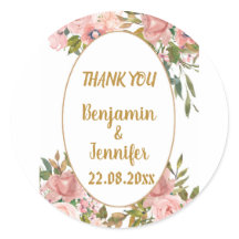 Casamento Elegante, Rosa, Verde Floral, Obrigado