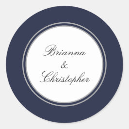 Adesivo Casamento Elegante Simples e Azul-marinho e Branco