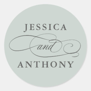 Adesivo Casamento Elegante Verde Sage com Casais