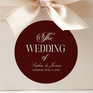 Adesivo Casamento Elegante Vintage Marfim Burgundy Escuro