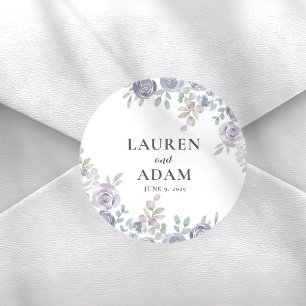 Adesivo Casamento em Aquarela Azul Poeirento e Roxo
