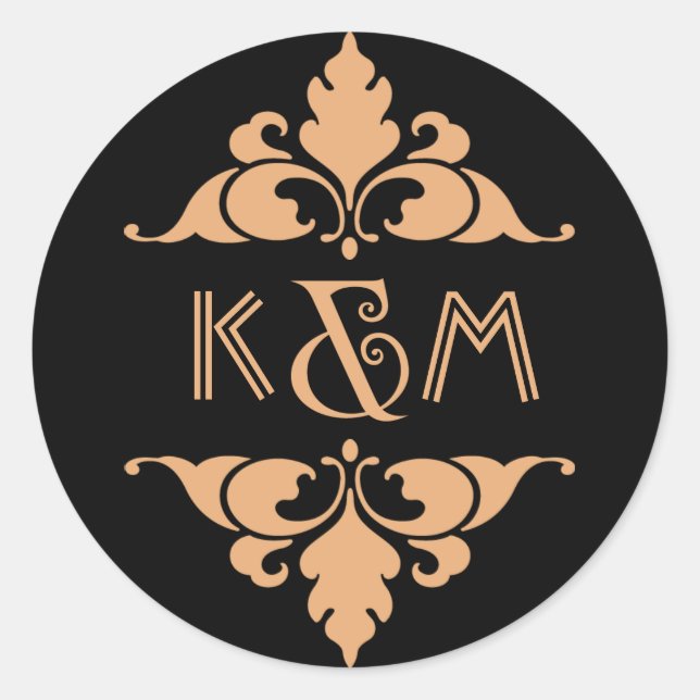 Adesivo Casamento em Deco de Arte Moderna Dourada Black Vi (Frente)