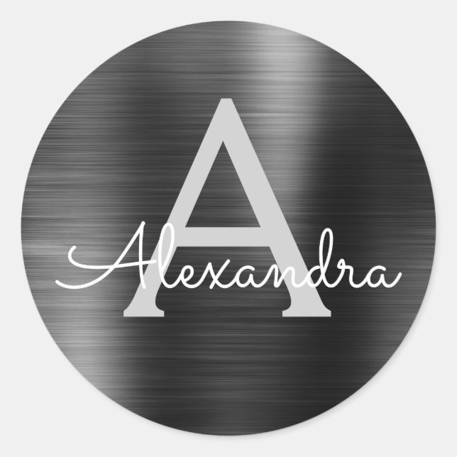 Adesivo Casamento em Monograma Girly Metálico de Folha Neg (Frente)