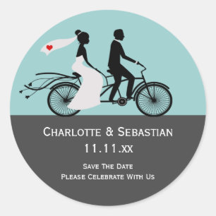Adesivo Casamento em tandem bonito dos noivos da bicicleta