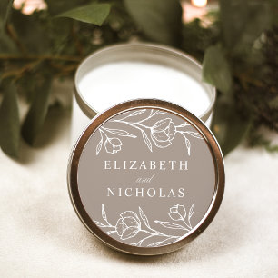Adesivo Casamento em Taupe com Floral Desenhado