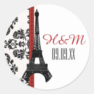 Adesivo Casamento em Torre Eiffel com Damask Monogrammed R
