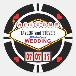 Adesivo Casamento em Vegas Casino Favor Poker Chip