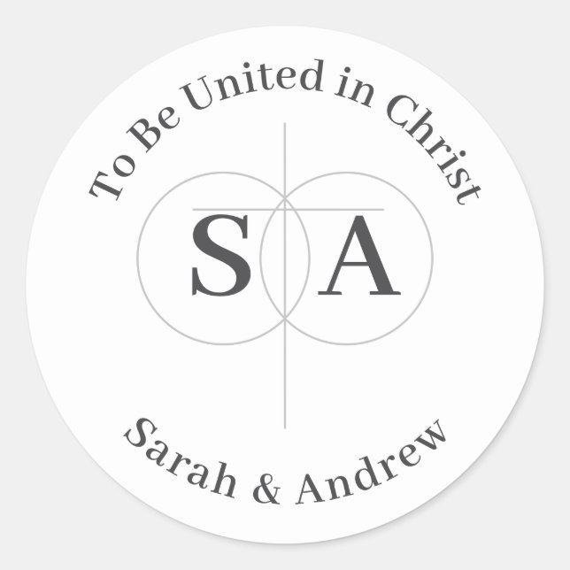 Adesivo Casamento entre cruzes e anéis monograma (Frente)