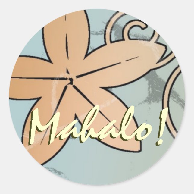Adesivo Casamento entre Peach e Teal Havaiano Mahalo Seal (Frente)