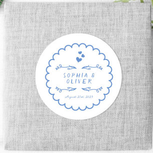 Adesivo Casamento Escrito De Mão Ilustrada De Onda Retro