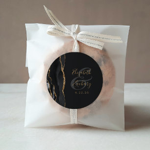 Adesivo Casamento Escuro Ouro Preto Script de Ágata Geodo