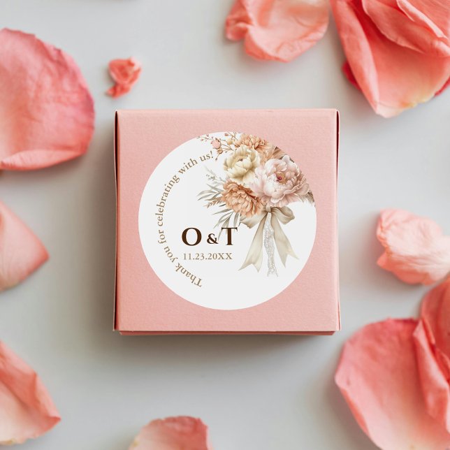 Adesivo Casamento estilo Chic Boho Obrigado Favor Sticker (Criador carregado)