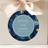Casamento Estrela Celestial Elegante Dourado Azul