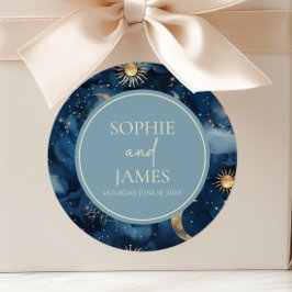 Adesivo Casamento Estrela Celestial Elegante Dourado Azul