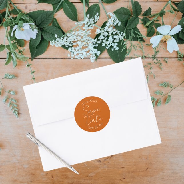 Adesivo Casamento Estrilizado Laranja Queimado Salve a Dat (In Situ Wedding)