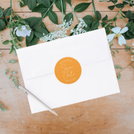 Adesivo Casamento Estrilizado Laranja Salvar a Data