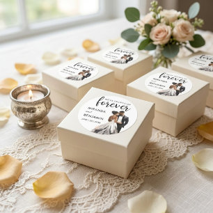 Adesivo Casamento Eterno Noiva Noivo Aquarela Preta