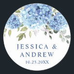 Adesivo Casamento Eucalyptus com Hydrangea Azul Elegante<br><div class="desc">Para mais personalização,  clique no link "personalizar mais" e use nossa ferramenta design para modificar esse modelo. Se precisar de ajuda ou itens correspondentes,  entre em contato comigo.</div>