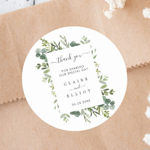 Adesivo Casamento Eucalyptus Green Wreath Obrigado