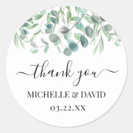 Adesivo Casamento Eucalyptus Greenery Obrigado Escrever
