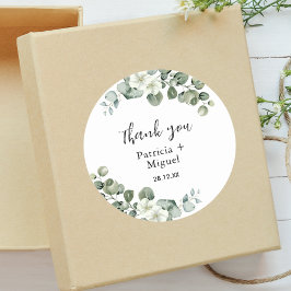 Adesivo Casamento Eucalyptus Personalizado Obrigado