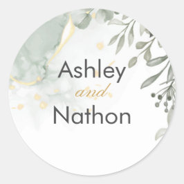 Adesivo Casamento Eucalyptus verde e dourado