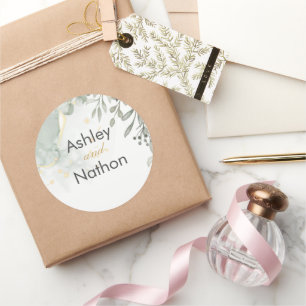 Adesivo Casamento Eucalyptus verde e dourado