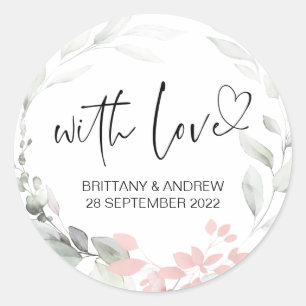 Adesivo Casamento Favor Trate Bag Jam Com Amor Flor Rosa