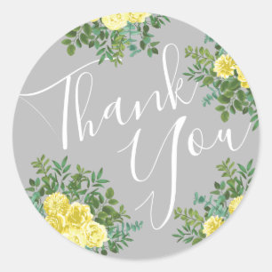 Adesivo Casamento Floral Amarelo-claro e Cinza