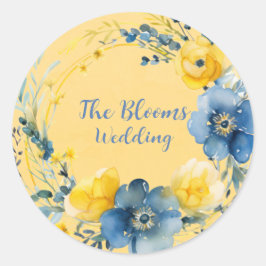 Adesivo Casamento Floral Amarelo e Azul de Pêmona