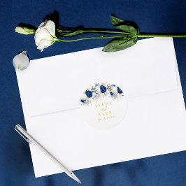 Adesivo Casamento Floral Amarelo e Azul Elegante