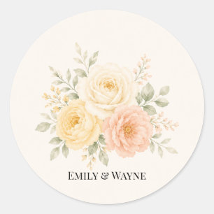 Adesivo Casamento Floral Amarelo Manteiga e Marfim