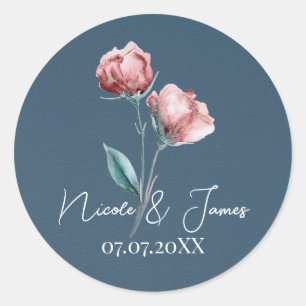Adesivo Casamento Floral Aquarela Cinza Azul Empoeirado Mo
