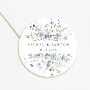 Adesivo Casamento Floral Azul Branco Verde Elegante