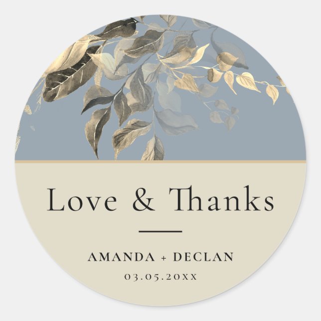 Adesivo Casamento Floral Azul com Folhas Selvagens (Frente)