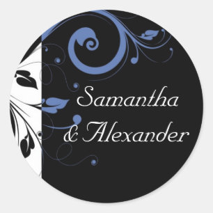 Adesivo Casamento floral azul do Cornflower preto da