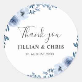 Adesivo casamento floral azul empoeirado