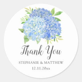 Adesivo Casamento Floral Azul Hydrangea Watercolor Obrigad
