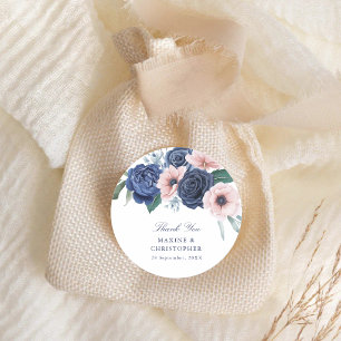 Adesivo Casamento Floral Azul Marinho e Bege