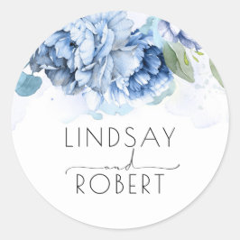 Adesivo Casamento Floral Azul Marinho e Empoeirado