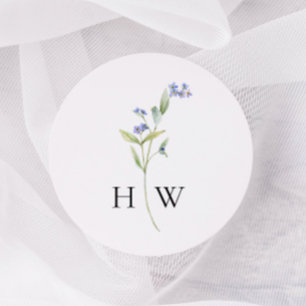 Adesivo Casamento Floral Azul Mínimo
