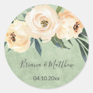Adesivo Casamento Floral Bege Rosa e Verde