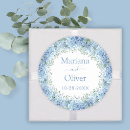 Adesivo Casamento Floral Blue Hydrangeas Watercolor
