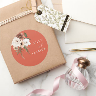 Adesivo Casamento Floral Boêmio Vibrante Terracota