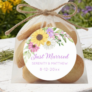 Adesivo Casamento Floral Boho Girassol Margarida Recém-Cas