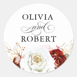 Adesivo Casamento Floral Boho Moderno Vermelho e Branco Bo