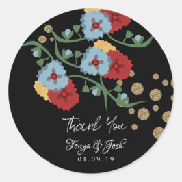 Adesivo Casamento Floral Botânico Mexicano Obrigado Glitte