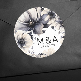 Adesivo Casamento Floral Branca Negra-Negra-Elegante Moder