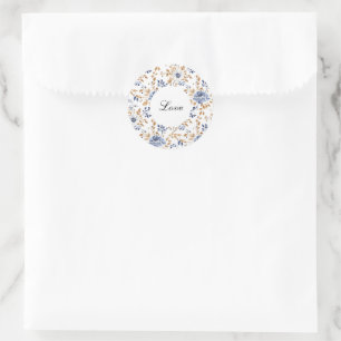 Adesivo Casamento Floral Branco Azul-Chic